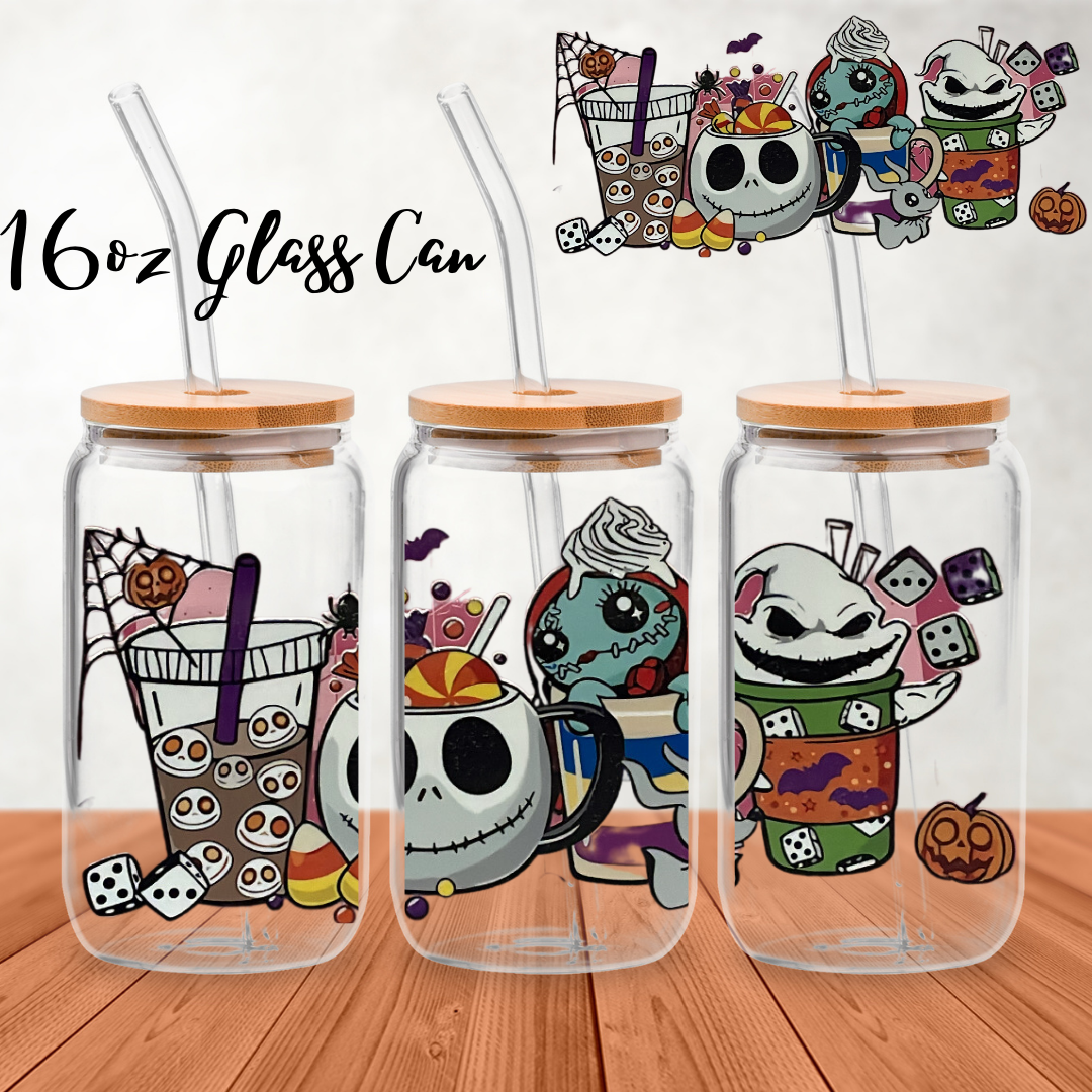 Nightmare Before Christmas 16oz Glass Can