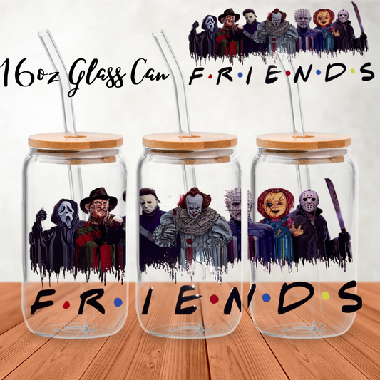 Horror Halloween Friends 16oz Glass Can