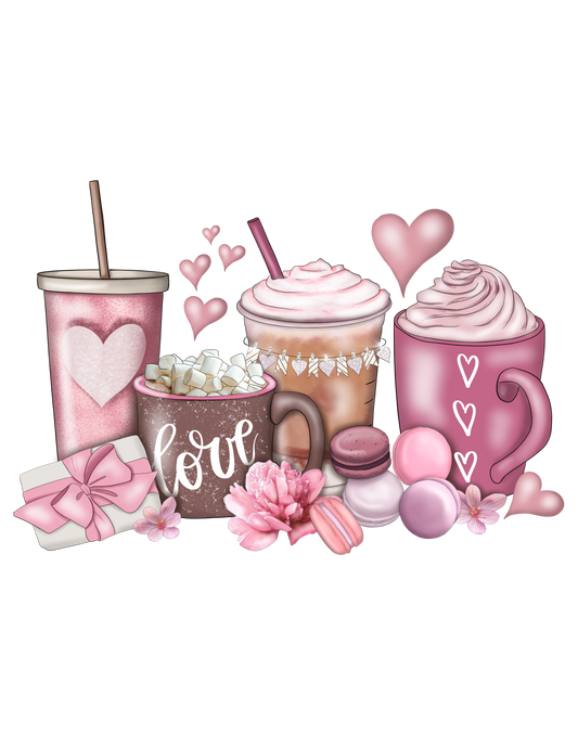 Valentines Cozy Love Drinks HTV Transfer